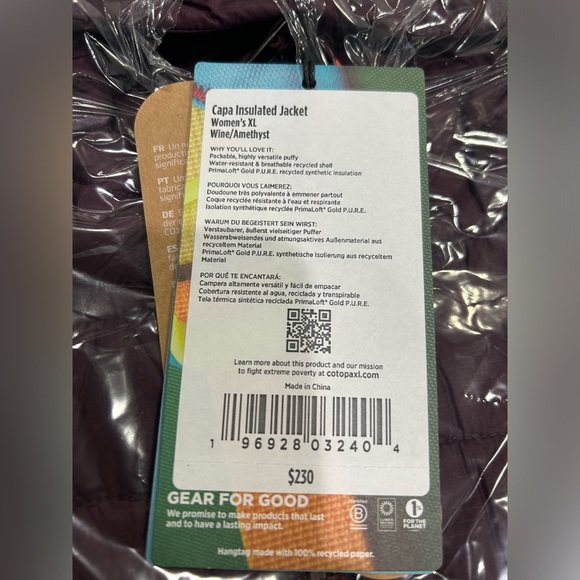 Cotopaxi Women’s XL Capa Insulated Puffer Jacket Maroon Blue NWT Puff Wine Puffy - Picture 4 of 13